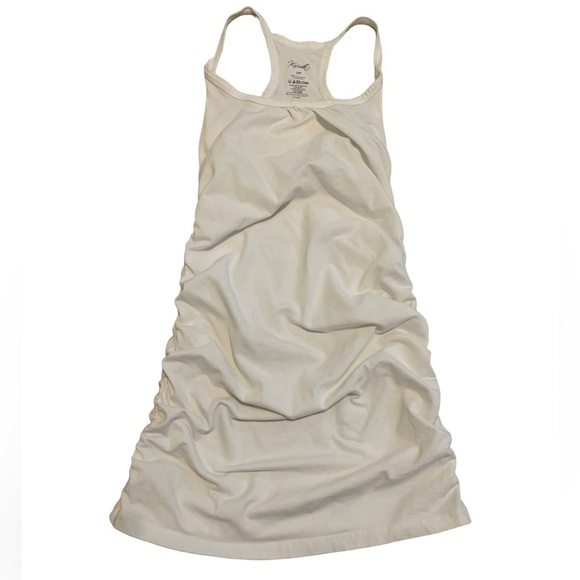 💙 Kismet White Ribbed Ruched Side Racerback Tank Top - Size S/P - Picture 1 of 8